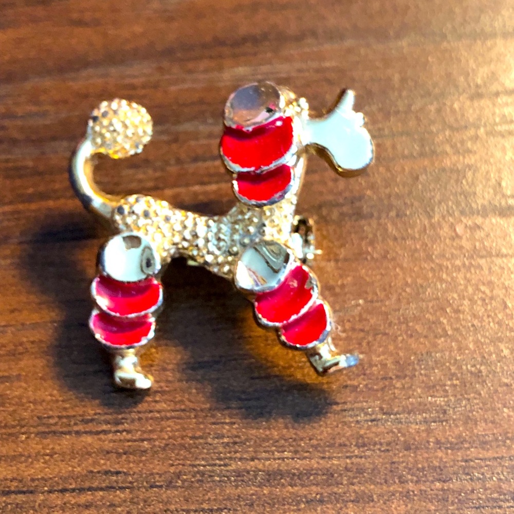 Vintage Red and Gold Poodle Pin